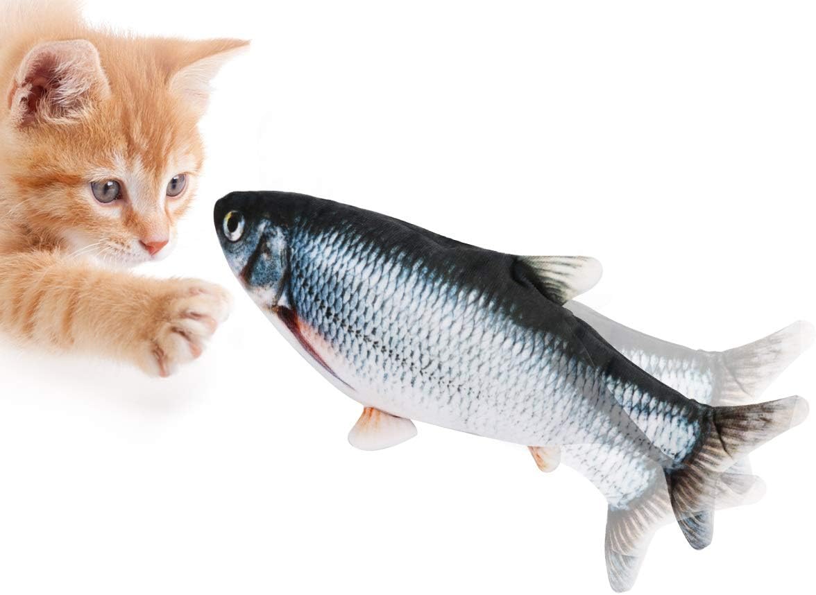 CestMall Moving Catnip Fish Toys for Cats, Realistic Plush Electric