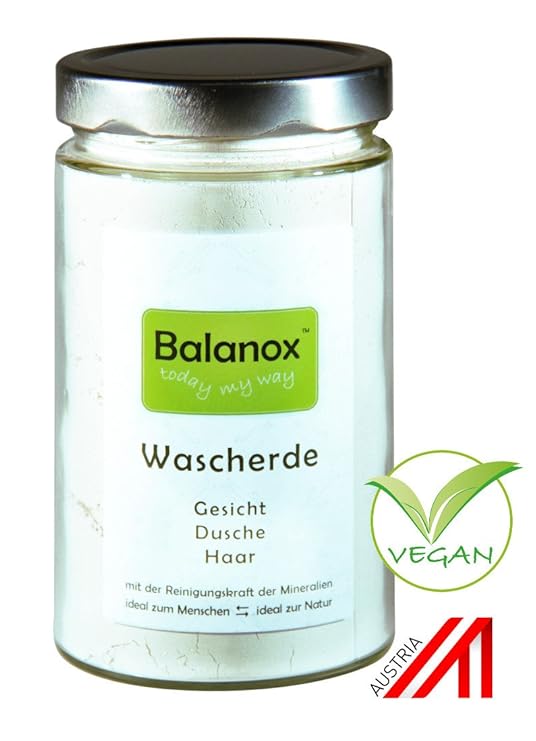 BALANOX Wascherde im Glas | 100% weiße Lavaerde Pulver (Tonerde) 400 g | basische mineralische Dusche-Shampoo-Basenbad-Peelin
