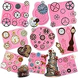 Funshowcase Steampunk Style Gear Cog, Watch Wheel and Clock Silicone Molds Set 9-Pack