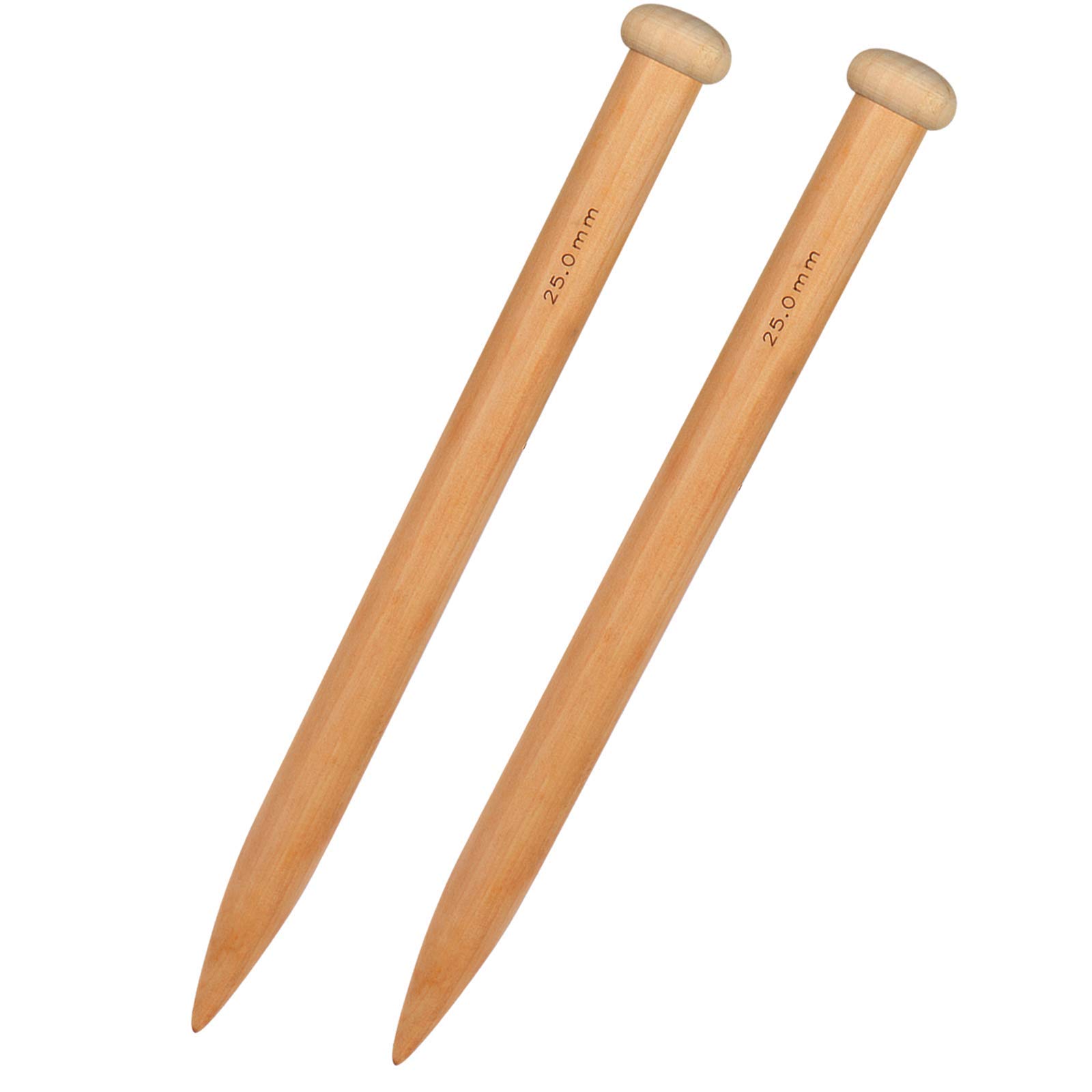 Coopay Huge Knitting Needle 25mm, Big Knitting Needle for Super Chunky Yarn and Larger Knitting Project, Wooden Jumbo Straight Knitting Pins for Arthritic Fingers, Lightweight Solid Wood, 35cm Long