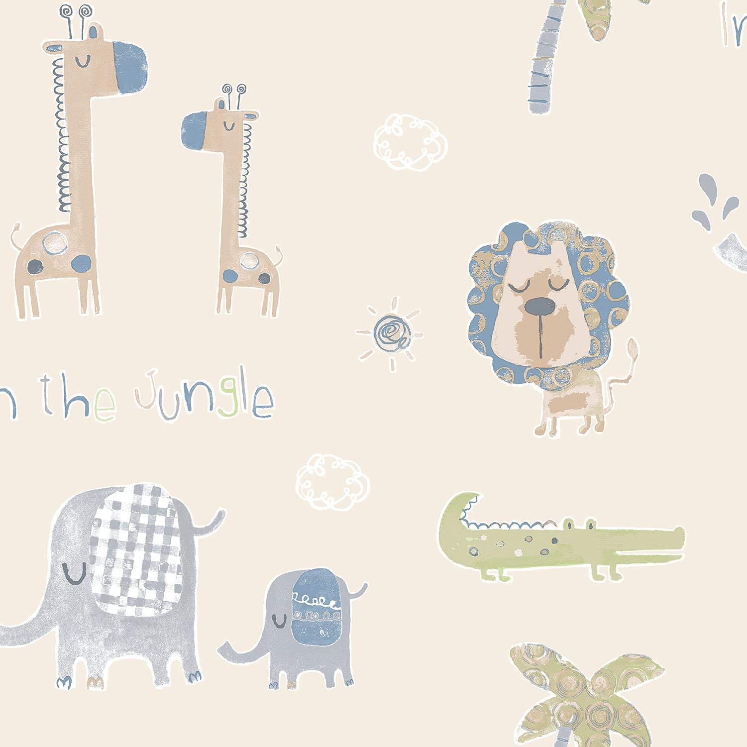 Galerie G78378 Tiny Tots 2 Jungle Friends Wallpaper, Beige/Multi, 10m x 53cm