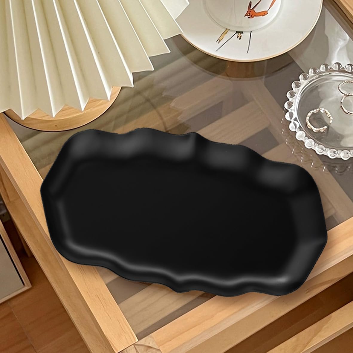 Buer Homie Black Oblong Stainless Steel Modern Key Tray for Hallways, Bedrooms, Bathrooms, Kitchens and Desks