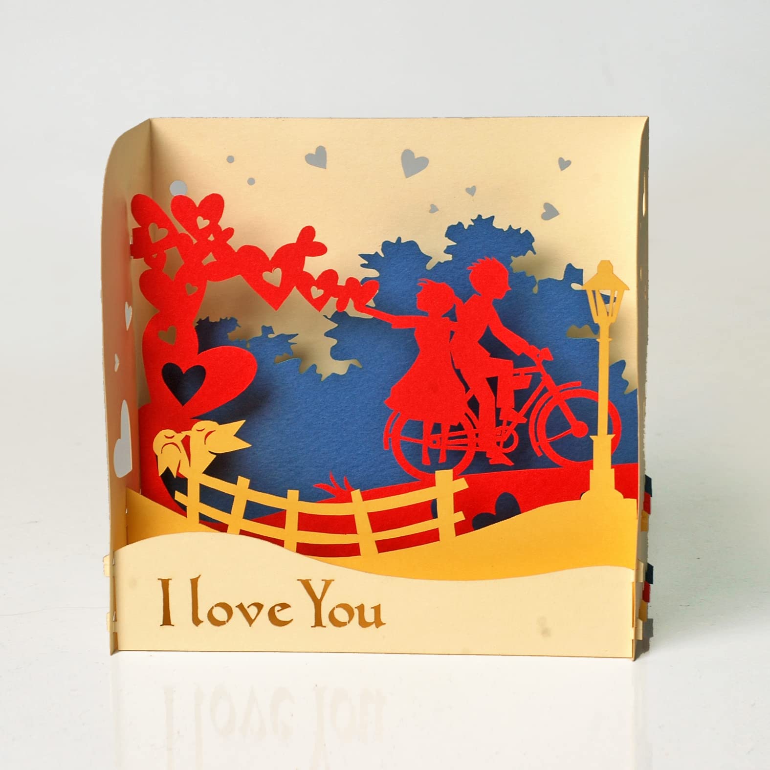 Valentines ‘I Love You’ Bike Ride 3D box card.Love Collection. Perfect Valentine’s day, Anniversary, Birthday surprise greeting card gift for Him, Her, Husband, Wife, Boyfriend, Girlfriend.12cmx18cm