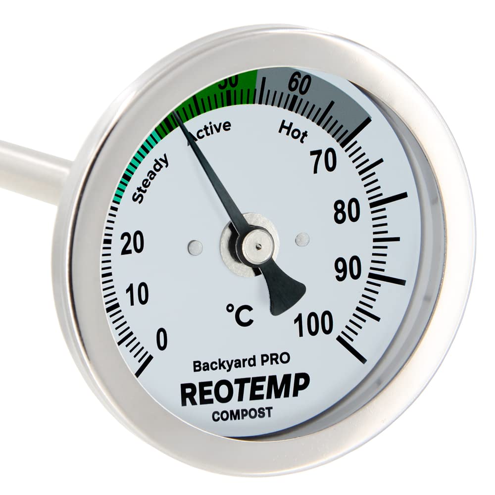 Reotemp Backyard Pro Compost Thermometer, 91 cm Stem, with Composting Guide (0-100 Celsius)