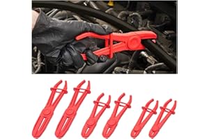 zipelo Hose Clamp Pliers, 6 Pack 3 Size Line Pinch Clamps Set, Plastic Hose Pinching Off Pliers for Automotive Radiator, Brake, Gas, Coolant Hoses and Fuel Lines (Red)