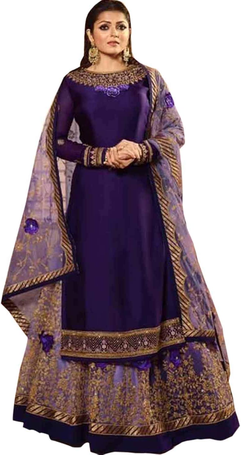 FABMIAMI Women's Georgette Embroidered Salwar Kameez - Ready To Wear Straight Style Suit With Dupatta - View #5