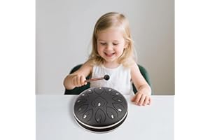 SPACE RHYME Rain Drum for Outside Garden- 13 Note 6.8 Inch Steel Tongue Drum for Kids, Chakra Drum for Sound Healing Instruments, Music Gifts for Musicians, Rain Music Maker Outside with Drumsticks, Music Book and Mallet Holder