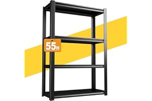 IRONFFICE 55''H Heavy Duty Shelving,Metal Storage Shelving Rack,4 Tier Garage Storage Shelves,Basement Shelves,Utility Shelf Unit,Metal Shelving Unit,Load 2000lb