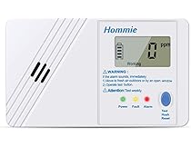 Hommie Detector Monóxido de Carbono Sensor de CO de 10 años con Función Memoria, Alarma de Detector de Monoxido con Pantalla Digital de 1.0 Pulgadas, 85db Altos Decibelios y Pilas Reemplazable, Blanco: