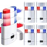 4 Pack Red White Blue Face Paint, USA Flag Color Stripe Stick, Patriotic Face Body Painting for Sports Parties, 4th of July, Parades Accessories, Memory Day, Halloween Cosplay Makeup for Kids Adults