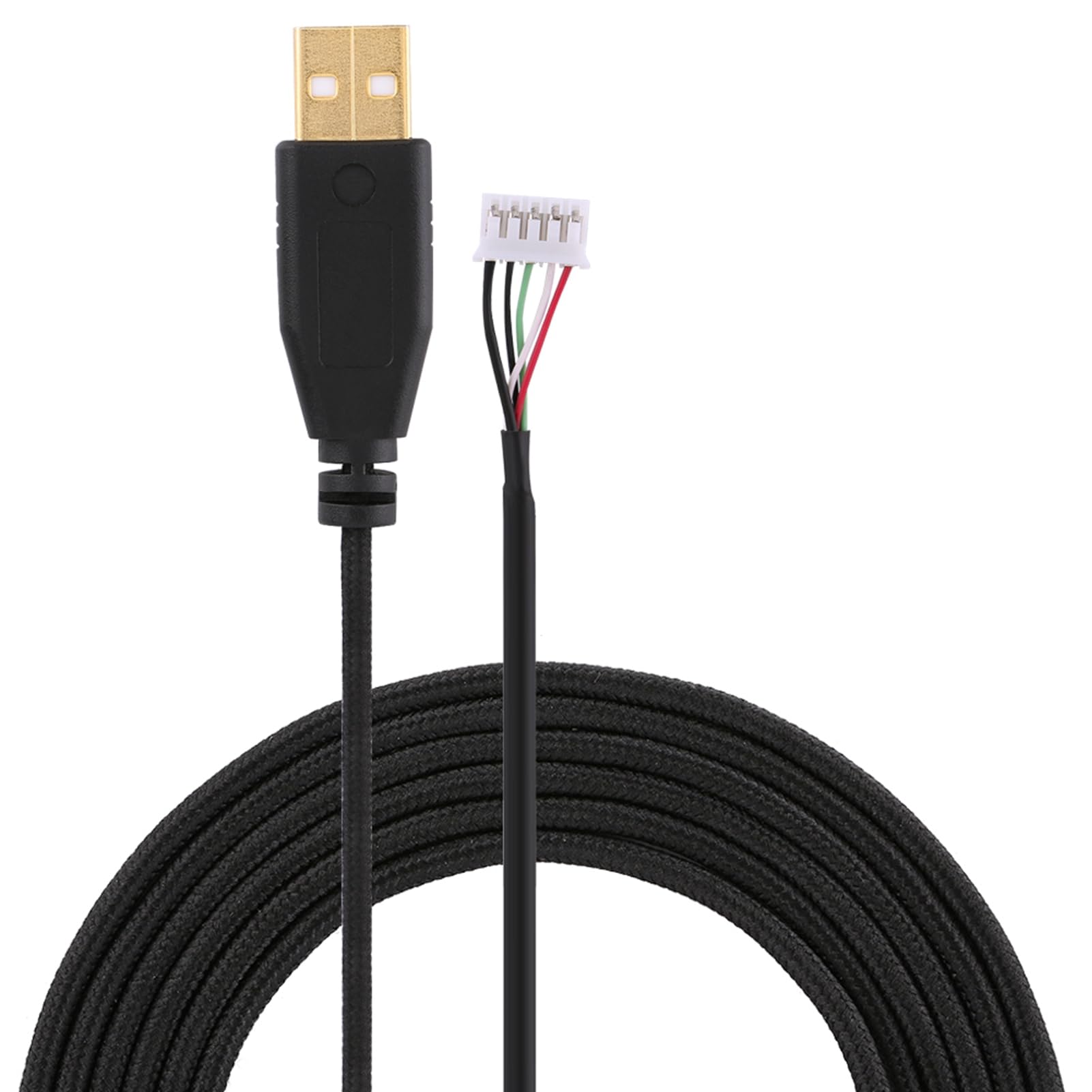 ASHATA Replacement Mouse Cable, 2.2 m USB Mouse Cable, Replacement Mouse Charging Cable, Repair Accessories for Razer Naga 2014 Line 14, USB Connection / 5 Pin Connection, Black