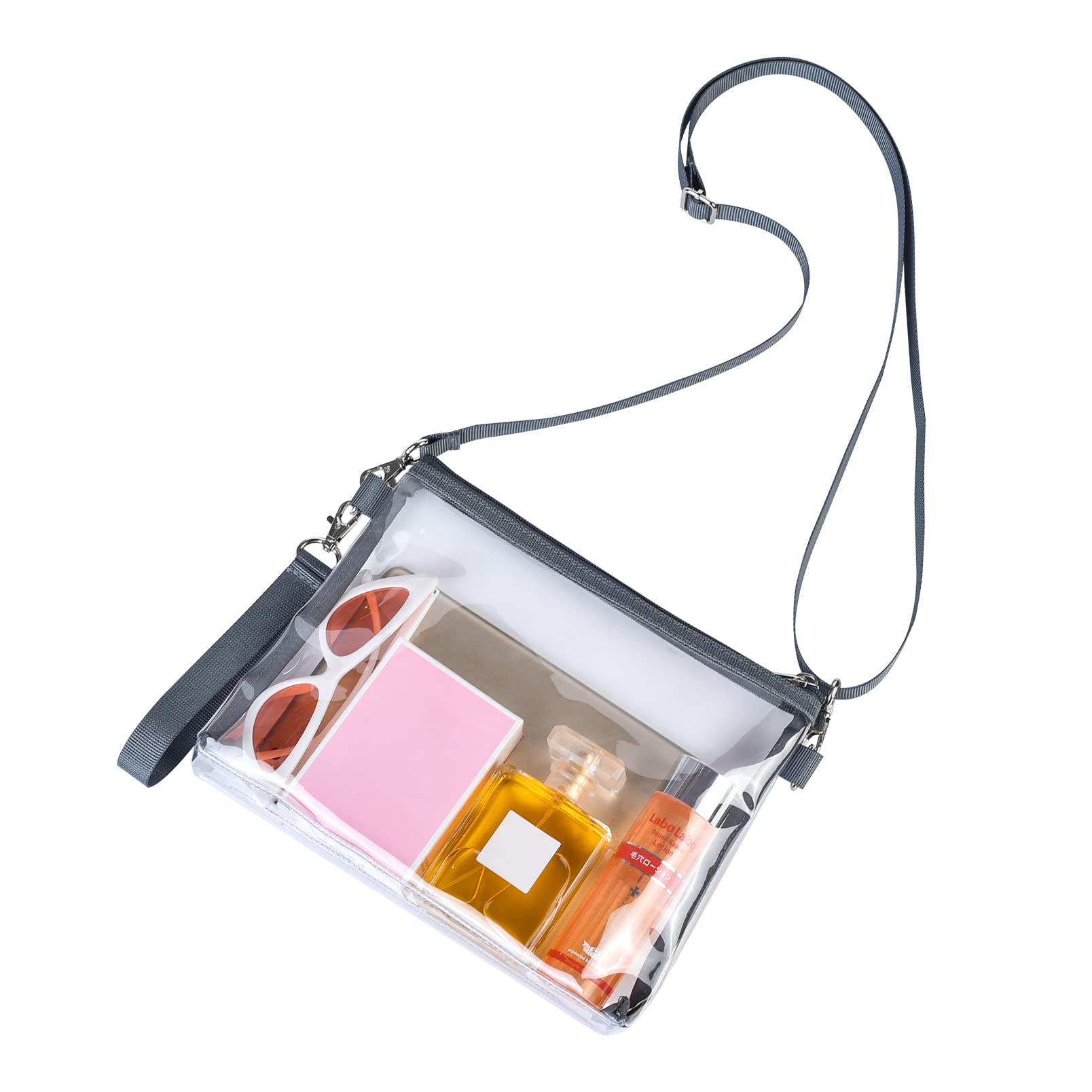 Photo 1 of Bagenius Clear Purse Stadium Approved for Women, Transparent Clear Bag with Removable Straps for Work Festival Sporting Events and Concert - Grey