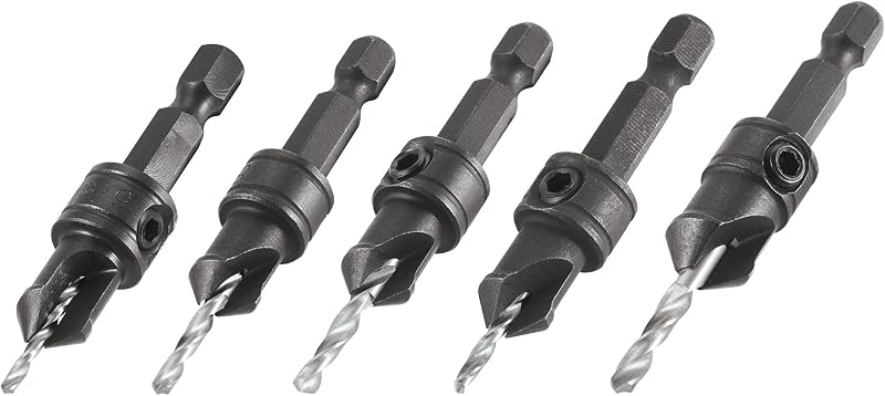 Trend 5-Piece Quick Release Countersink Set 1/4 in Hex Shank HSS Tool Steel
