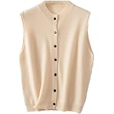 Women Wool Vest O-Neck Sleeveless Cardigan Merino Wool Knit Waistcoat Tops | This Sleeveless Knit Waistcoat Features O-Neck Design, Soft And Simple Style For Daily Layering Wear