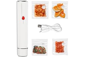 Chef Preserve Handheld Vacuum Sealer for Food - Portable Electric Food Saver with 5pcs Reusable Bags, 65kPa Suction, Recharge