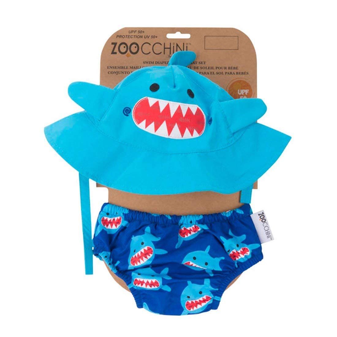 ZOOCCHINI Swim Nappy & Sun Hat Shark (6-12M)