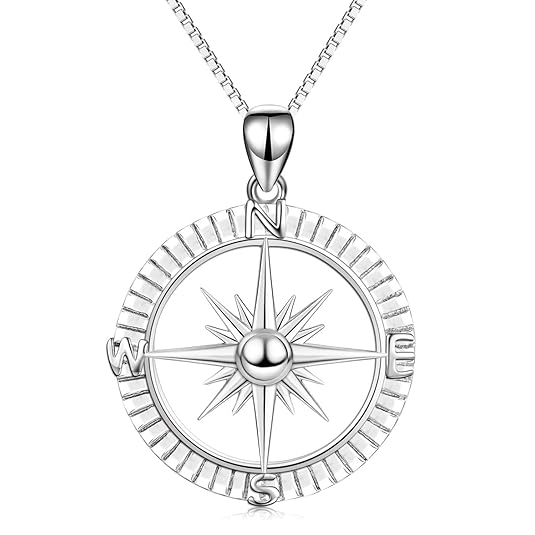 Kompass Kette 925 Sterling Silber Nautische Kompass Hängende Halskette für Damen Mädchen Jungen Unisex