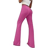 JEPWUT High Rise Ribbed Flare Leggings for Women | Comfy Stretch Knit Bell Bottom Yoga Pants, Long Slacks Trousers