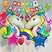 25Pack Colorful Happy Birthday banner &32 inch Unicorn balloons Bright Rainbow Stars Foil balloon For First birthday party decorations Baby shower Unicorn party supplies (colorful)