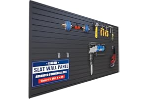 EIRUAW Slat Wall Paneling 4x8FT Black Slatwall Panel - Wall Garage Storage System | Heavy - Duty Industrial PVC Panels for Easy - Install Garage Organization | Sturdy Wall Slats for Home & Bike Rack Storage