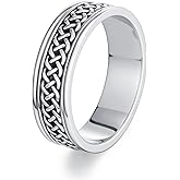 Lattd Men's Wedding Rings 925 Sterling Silver Ring Celtic Knot Ring Size 8-13 Engagement Promise Ring for Men