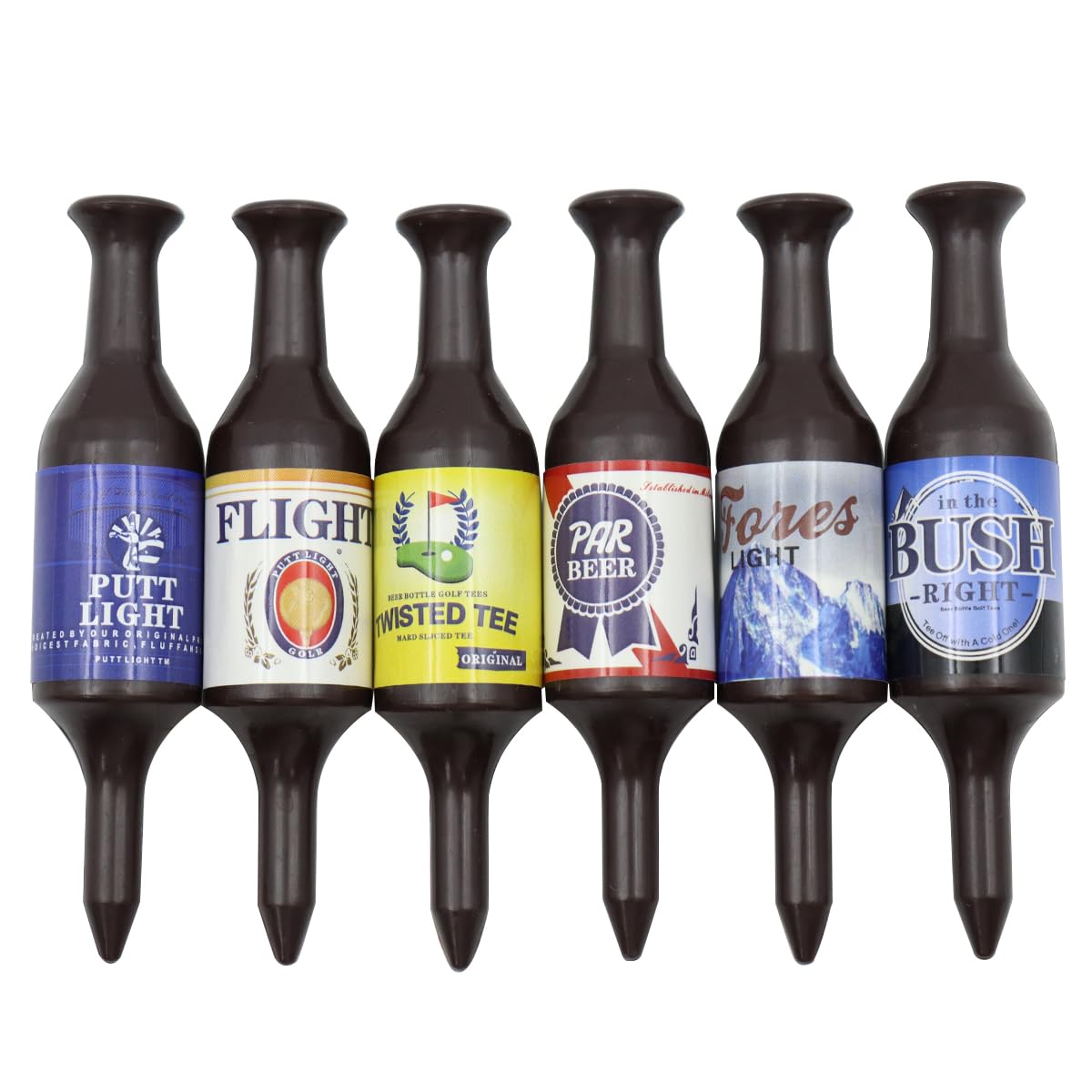 CENPEK 6 Pack Funny Golf Tee, Beer Bottle Golf Tees Recyclable Plastic Golf Tees For Men, Golf Gifts For Men, Father, Golfers, Height 9X2cm