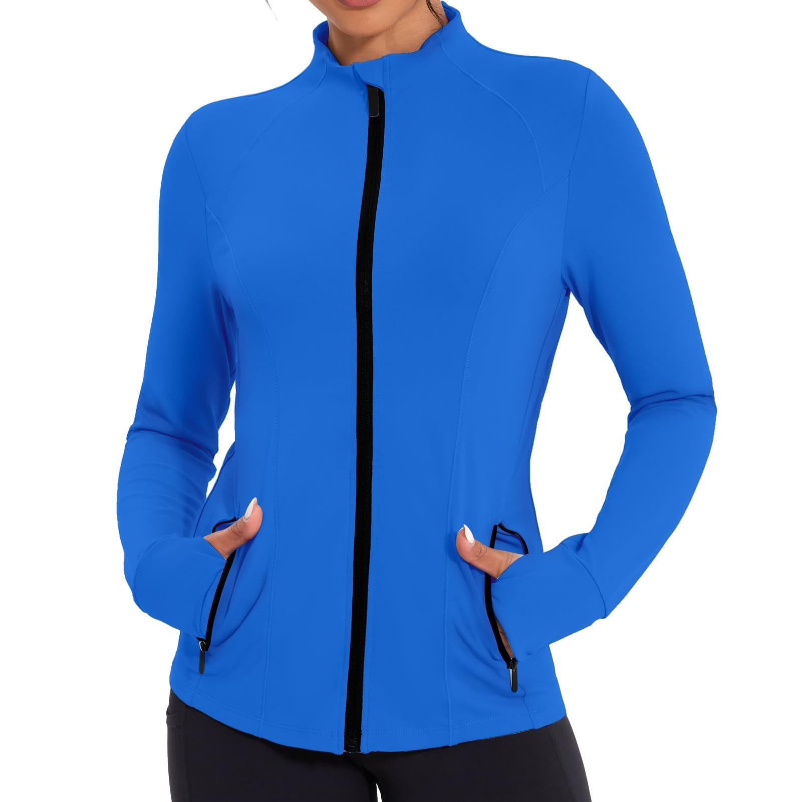 Photo 1 of YOKGO Workout Jackets for Women Lightweight Running Jackets Full Zip Yoga Athletic Clothes Slim Fit with Pockets small