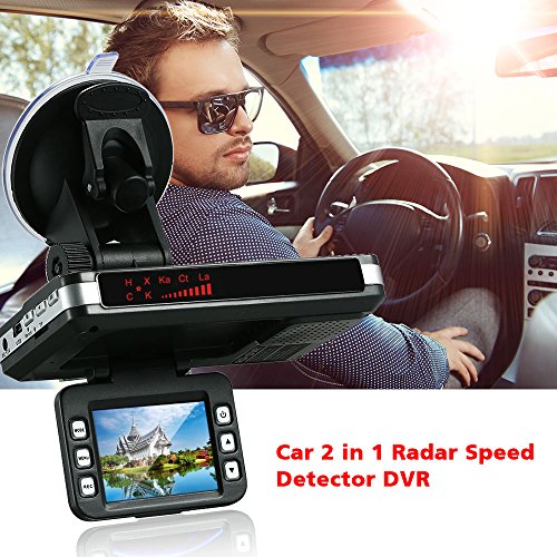 Tickas Car Dashboard Camera Recorder, Car DVR 2 in 1 720P Dash Cam Radar Speed Detector with Full Band Mute Button Loop Recording G-Sensor Anti Radar Detector