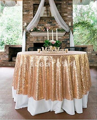 Sparkly Sequin Tablecloth 50 inch Round Rose Gold Sequin Table Cover Sequin Decorations Halloween Days