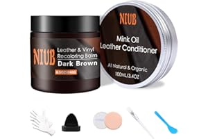 NIUB Leather Recoloring Balm, 8.5Oz Dark Brown with Oil Leather Color Restorer, Leather Scratch Remover, Leather Restorer for Couches,Furniture,Leather Shoes, Leather Couch Paint,Leather Balm