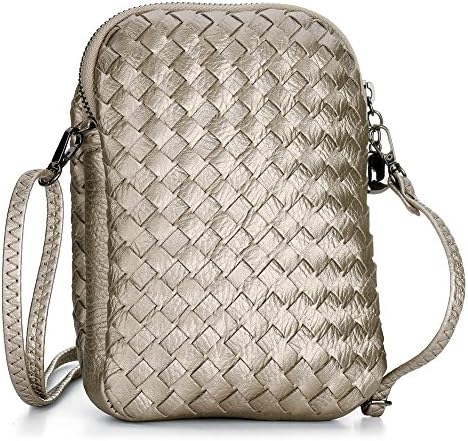 SSMY Womens Dual Pockets PU Leather Mini Cellphone Crossbody Bag Single Shoulder Purse for Girls