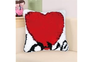LAPATAIN Latch Hook Kits for DIY Throw Pillow Cover,Love Pattern Needlework Cushion Cover Hand Craft Crochet for Great Family