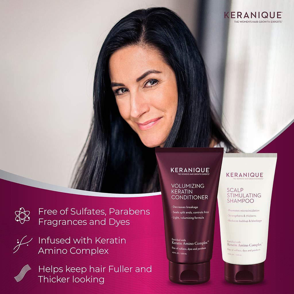 Keranique Hair Regrowth System – 30 Days - Keratin Amino Complex - Free of Sulfates, Dyes and Parabens, Includes Shampoo and Conditioner, Minoxidil and Lift and Repair Spray for Dry Thinning Hair : Beauty