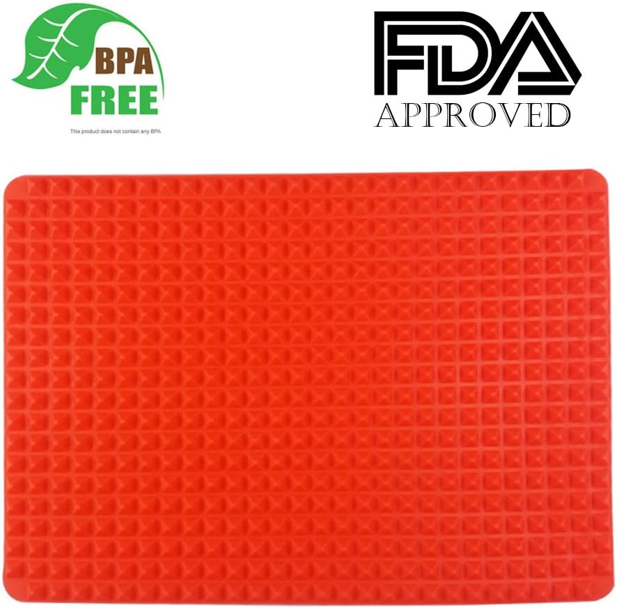 UniWey Silicone Baking Mat, Non-slip Pyramid Square Design Mat Cooks Pot Holders Trivet Flexible Durable Modern Insulation Mat for Ultimate Chicken Wing