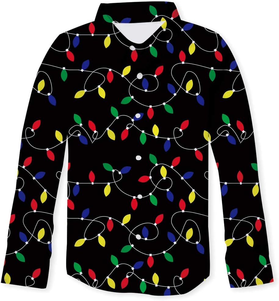 RAISEVERN Little Boy's Christmas Dress Shirt Long Sleeve Cool Cute