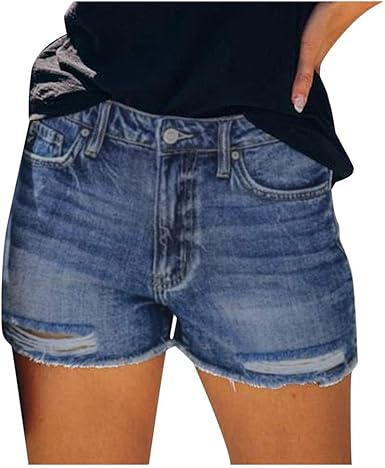 stretch waist jean shorts
