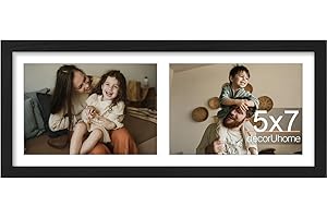 decorUhome 6x15 Picture Frames Collage Wall Decor, Display 2Pcs 5x7 Photos with Mat or 1Pcs 6x15 Unmatted, 2 5x7 Collage Pict