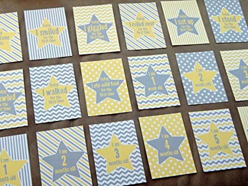 Baby Milestone Cards - Yellow & Grey