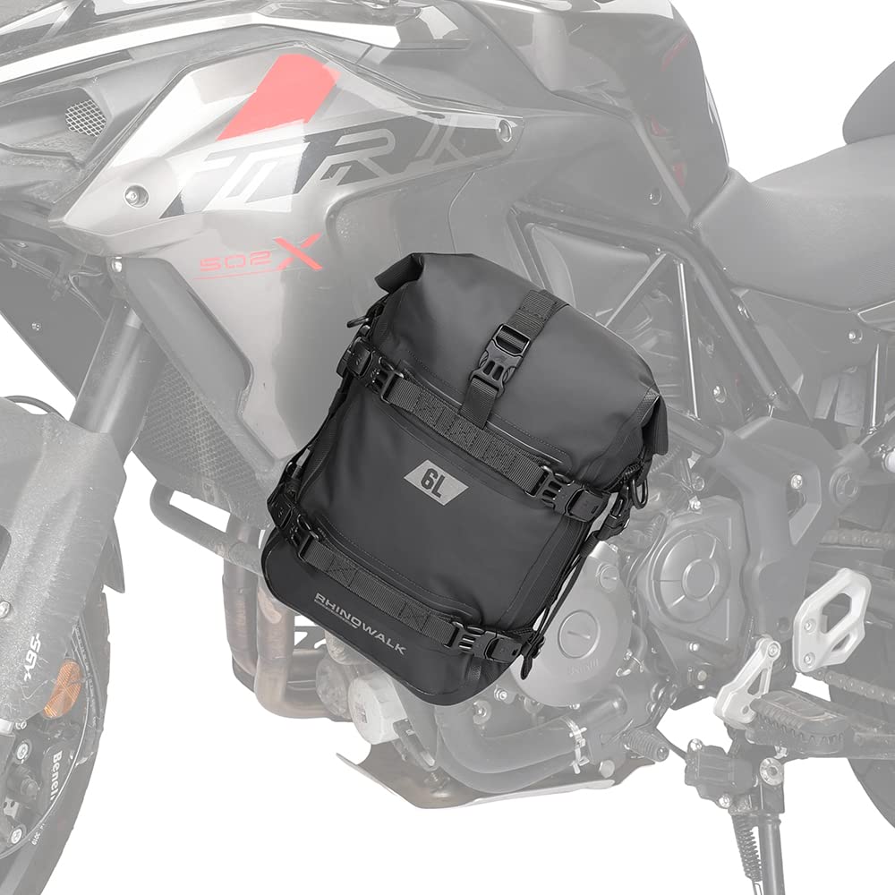 Photo 1 of Rhinowalk Motorcycle Front Bumper Bag Tail Bag Motorbike Side Bag 6L Full Waterproof Moto Saddle Pannier Bag Professional Motor Accessories-Black