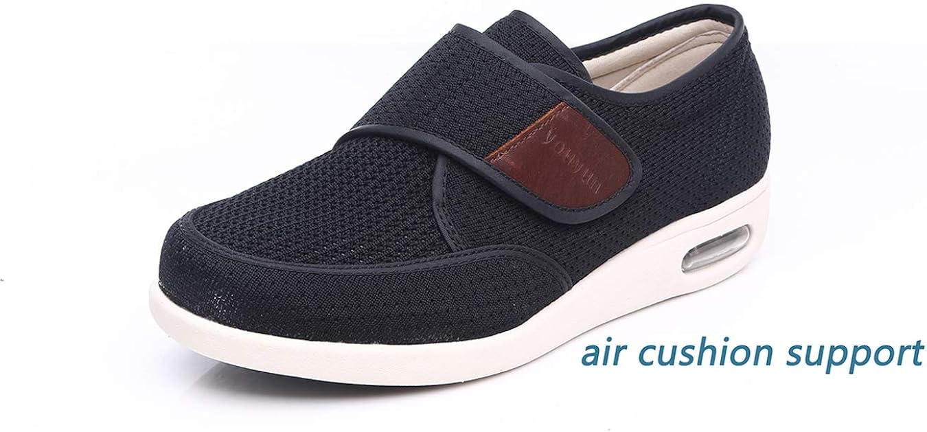  | RYLHL Mens Diabetic Walking Shoes Adjustable Outdoor Sneakers Recovery Easy On Off Strap Wide Width Slippers Comfort for Seniors Elderly | Walking