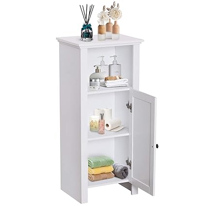 Homcom 90cm Tall Compact Storage Cabinet Shelf Organiser Bathroom