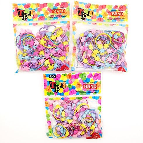 WJFASHION Baby Kids Girl Assorted Colors 150pcs Hair Elastic Ties Elastic Hair Bands Ponytail Holder Hair Rope Ties Headband (flower/heart/crown)