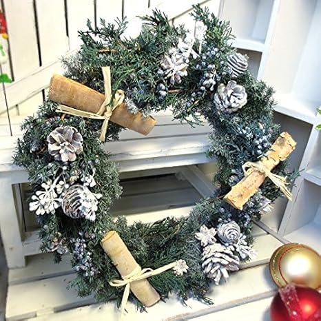 Amazon 薫る花のクリスマスリース シルバーブルー プリザーブドフラワー オンライン通販