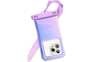 Foweroty Floatable Waterproof Phone Pouch Case for iPhone 17 16 Pro Max/15/14/13/12, IP68 Travel Cellphone Dry Bag Beach Cruise Ship Essentials Bags with Crossbody Lanyard, Iridescent Purple - 7″