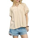 Umgee USA Linen V-Neck Flutter Sleeve Top