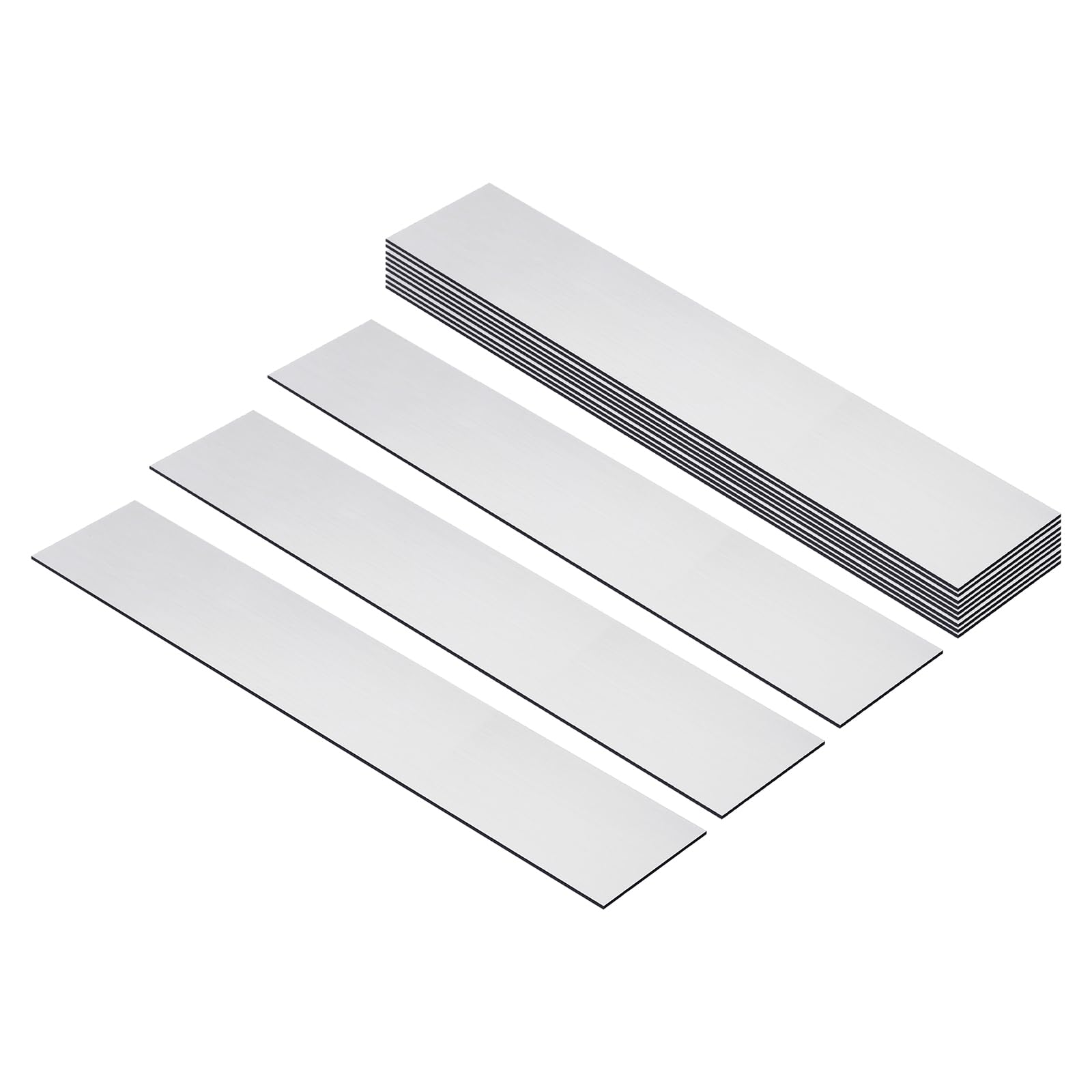 PATIKIL 10"x2" Blank Name Plates, 12 Pack Custom Engraved Name Plate Rectangle Laser Engraving Blanks for Personalized Nameplates Office Desk DIY Painting Supplies, Silver, Black