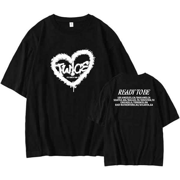 TWICE ポップアップ Tシャツ ホワイト　Lサイズ　➂ Amazon.com: YJYP Summer Round Neck Shirts Word Tour Shirt