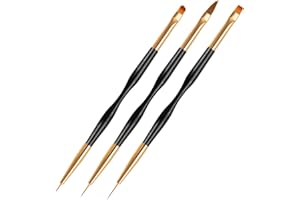 TOCOLES Nail Art Brushes 3PCS Nail Brush Set with Gel Polish Pens and Liner Brush for Home and Professional Salon Use