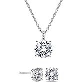 925 Sterling Silver Cubic Zirconia Necklace and Earrings Set for Women, Heart, Cushion, Round, Emerald Cut CZ, Solitaire Bezel Jewelry Set, CZ Bridal Jewelry Set, Bridesmaid Gift