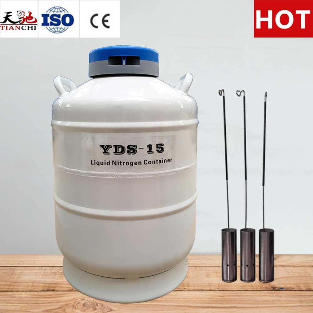 TIANCHI Liquid Nitrogen Tank 15 Liter Semen Container Dewar Flask 15L 80 mm Diameter with Straps 6 Canisters